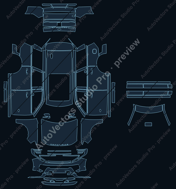 Ford Expedition King Ranch 2025 SWB precut PPF pattern – watermarked preview from the cutting software