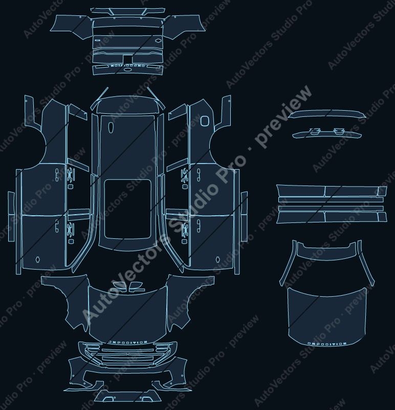 Ford Expedition King Ranch Max 2025 LWB precut PPF pattern – watermarked preview from the cutting software