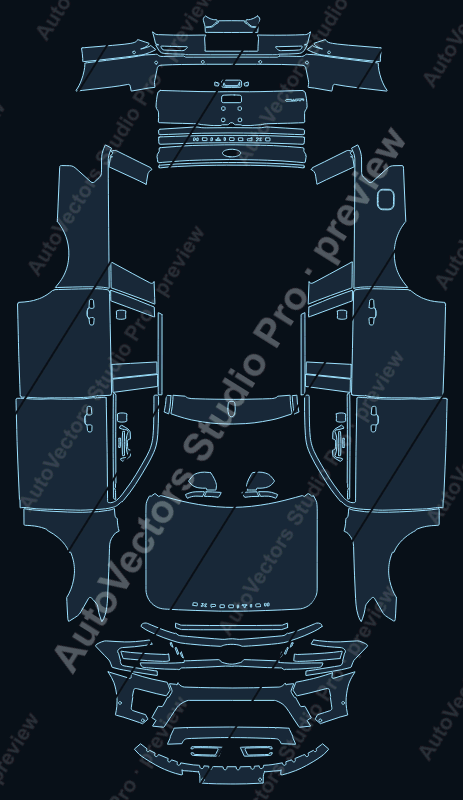 Ford Expedition Max Kingranch 2022 precut PPF pattern – watermarked preview from the cutting software