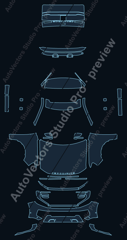 Ford Expedition Platinum 2025 SWB front kit precut PPF pattern – watermarked preview from the cutting software