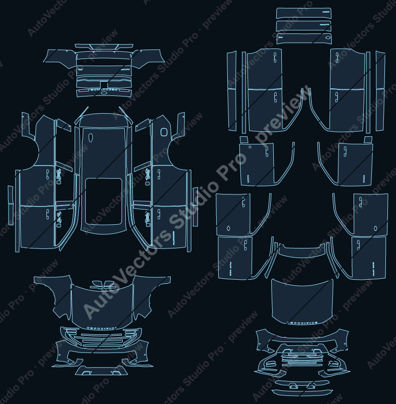 Ford Expedition Platinum MAX 2025 LWB precut PPF pattern – watermarked preview from the cutting software