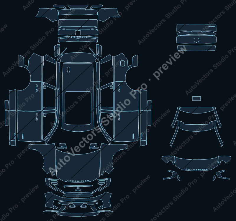 Ford Expedition Tremor 2025 SWB precut PPF pattern – watermarked preview from the cutting software