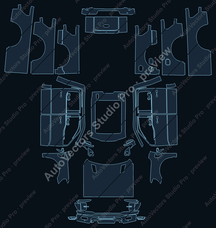 Ford F-150 P702 Platinum Facelift 2024 pickup precut PPF pattern – watermarked preview from the cutting software