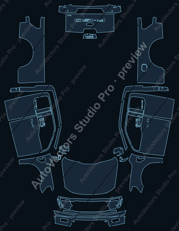 Ford F-150 P702 STX Super Cab Facelift 2024 pickup precut PPF pattern – watermarked preview from the cutting software