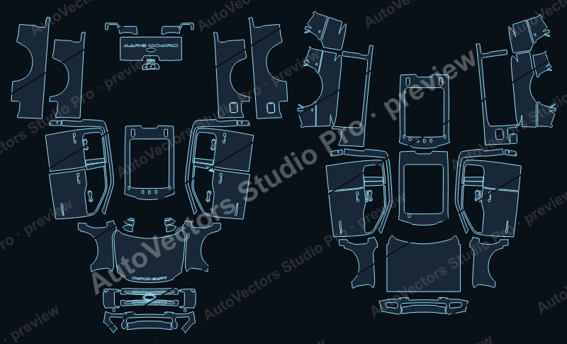 Ford F-350 XLT 2023 precut PPF pattern – watermarked preview from the cutting software