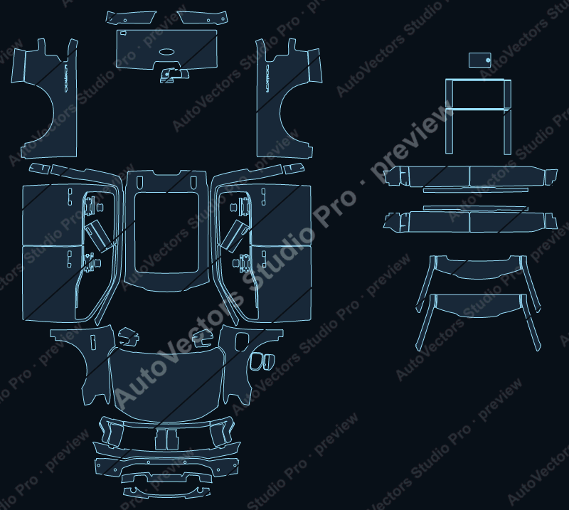 Ford F150 Lightning Flash 2025 precut PPF pattern – watermarked preview from the cutting software