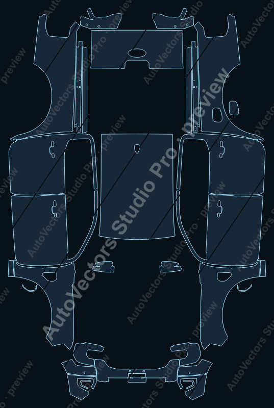 Ford Ranger XLT 2024 precut PPF pattern – watermarked preview from the cutting software