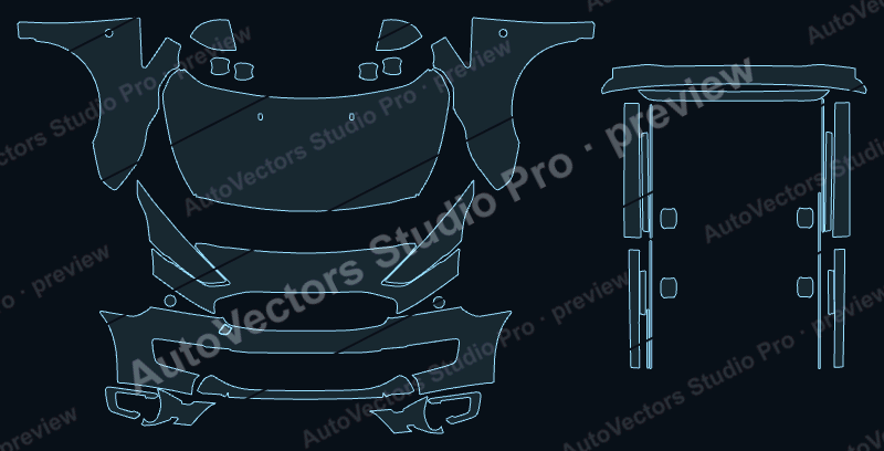 Ford Transit Connect Limited 2018 van precut PPF pattern – watermarked preview from the cutting software