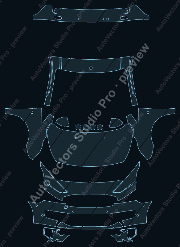 Ford Transit Connect Titanium Passenger 2018 wagon precut PPF pattern – watermarked preview from the cutting software
