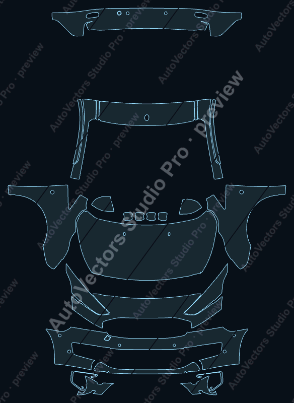 Ford Transit Connect Titanium Passenger 2019 wagon precut PPF pattern – watermarked preview from the cutting software
