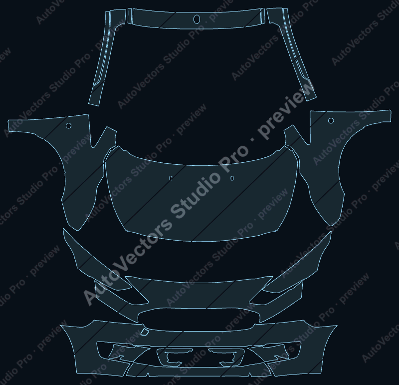 Ford Transit Connect Trend-Limited 2018 van precut PPF pattern – watermarked preview from the cutting software