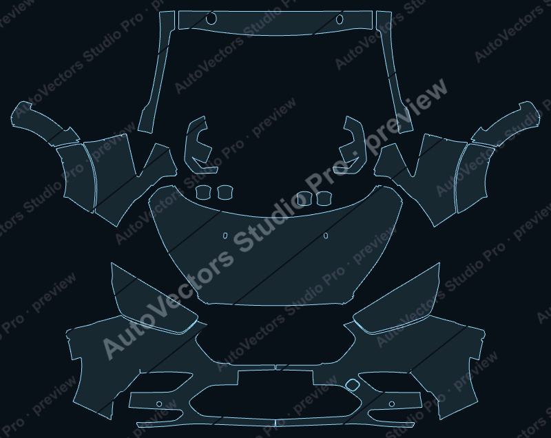 Ford Transit MS-RT 2018 front kit precut PPF pattern – watermarked preview from the cutting software