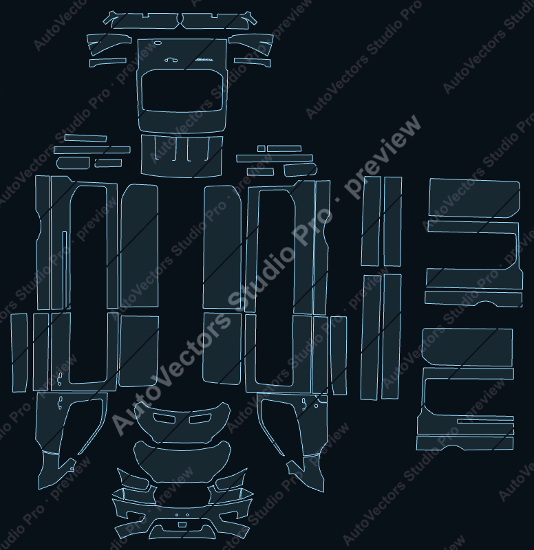 Ford Transit T-250 350 High Roof Facelift 2020 van precut PPF pattern – watermarked preview from the cutting software