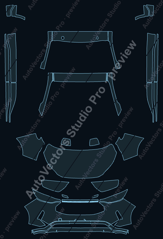 Ford Transit Trend 2024 van front kit precut PPF pattern – watermarked preview from the cutting software