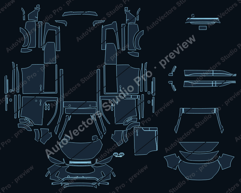 Ford Transit V710 Sport Short Wheelbase 2025 van precut PPF pattern – watermarked preview from the cutting software