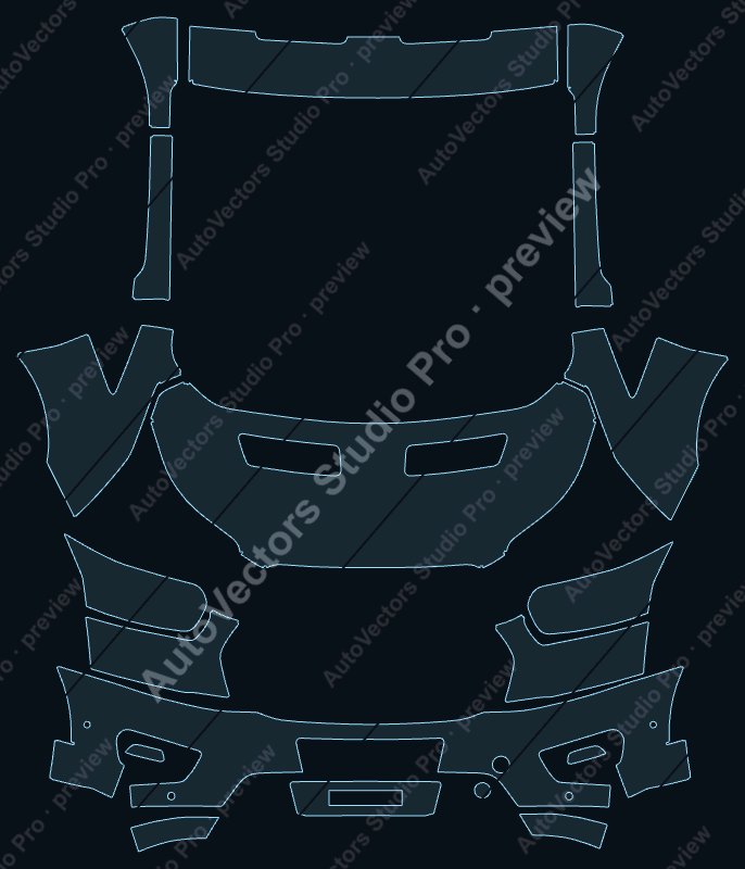 Ford Transit XLT Facelift Passenger 2020 van precut PPF pattern – watermarked preview from the cutting software