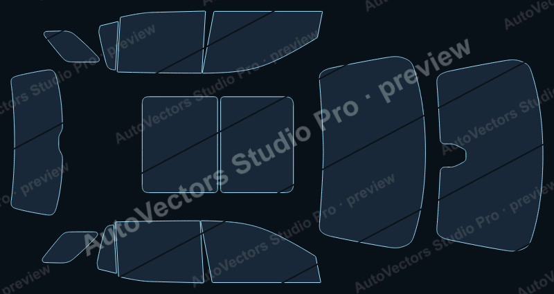 GMC Terrain 2025 precut window film pattern – watermarked preview from the cutting software