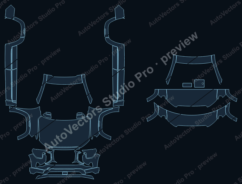 GMC Terrain Denali 2026 precut PPF pattern – watermarked preview from the cutting software