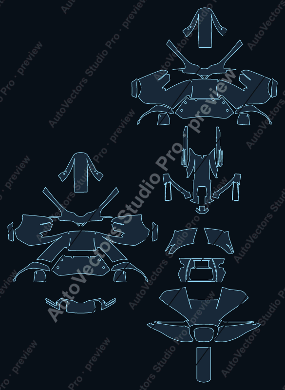 Harley-Davidson Road Glide 2024 precut motorcycle PPF pattern – watermarked preview from the cutting software