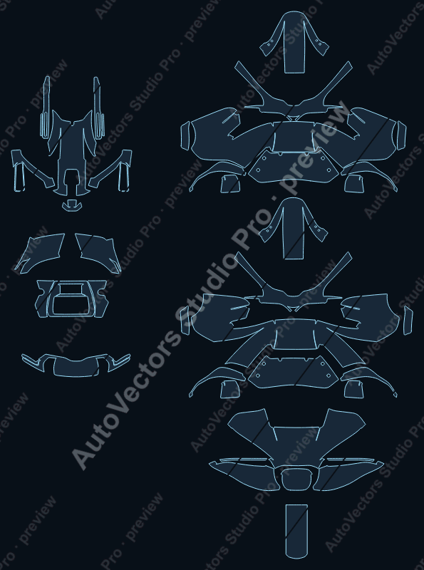Harley-Davidson Street Glide 2024 precut motorcycle PPF pattern – watermarked preview from the cutting software