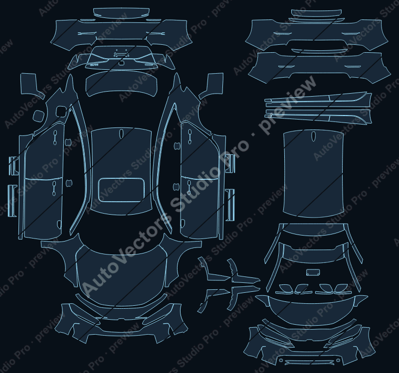 Honda Civic FE4 Sport Facelift 2025 sedan precut PPF pattern – watermarked preview from the cutting software