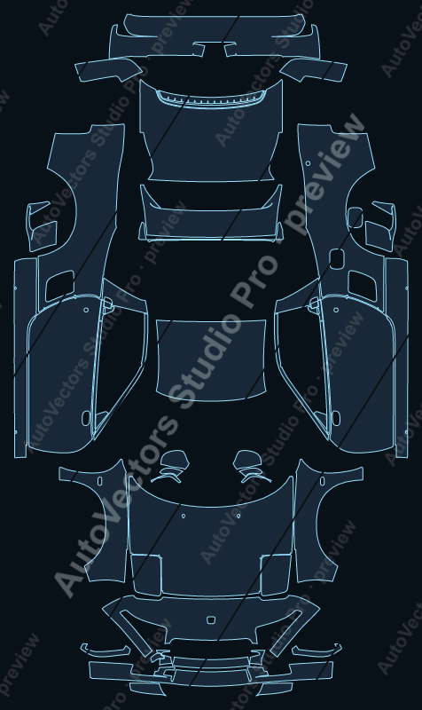 Honda NSX-R 1993 precut PPF pattern – watermarked preview from the cutting software