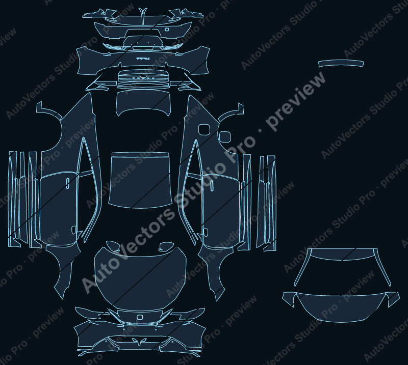 Honda Prelude Hybrid 2026 precut PPF pattern – watermarked preview from the cutting software