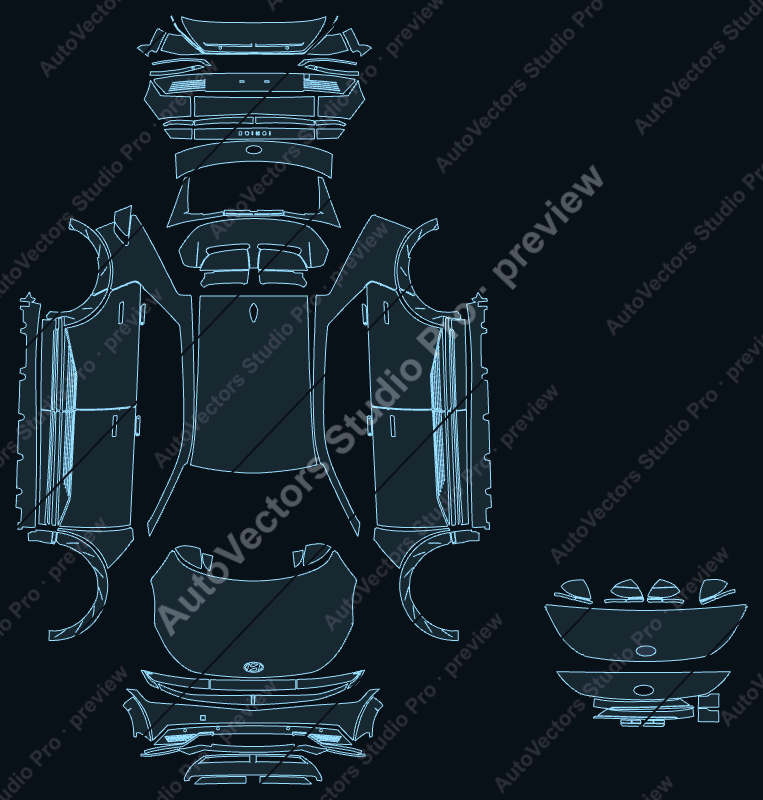 Hyundai Ioniq 5 NE 2022 SUV precut PPF pattern – watermarked preview from the cutting software