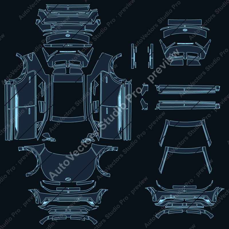 Hyundai Ioniq 5 NE LCI 2025 SUV precut PPF pattern – watermarked preview from the cutting software
