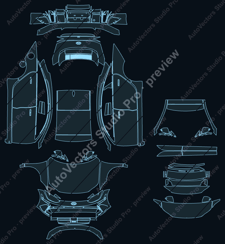 Hyundai Ioniq 6 CE Premium 2023 sedan precut PPF pattern – watermarked preview from the cutting software
