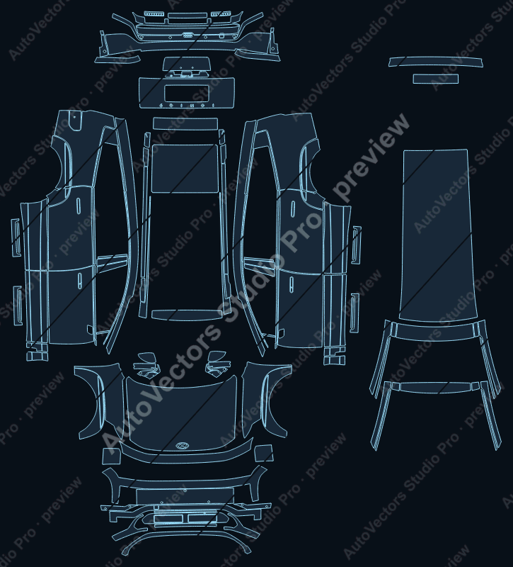Hyundai Ioniq 9 ME1 Calligraphy 2026 SUV precut PPF pattern – watermarked preview from the cutting software
