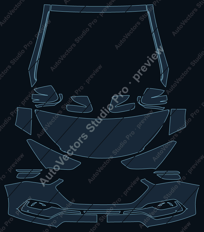 Hyundai Santa Fe Limited-Style 2016 precut PPF pattern – watermarked preview from the cutting software