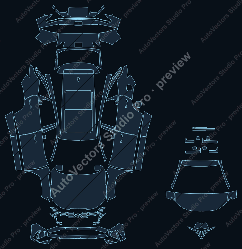 Hyundai Tucson Base NX4 2025 SUV precut PPF pattern – watermarked preview from the cutting software