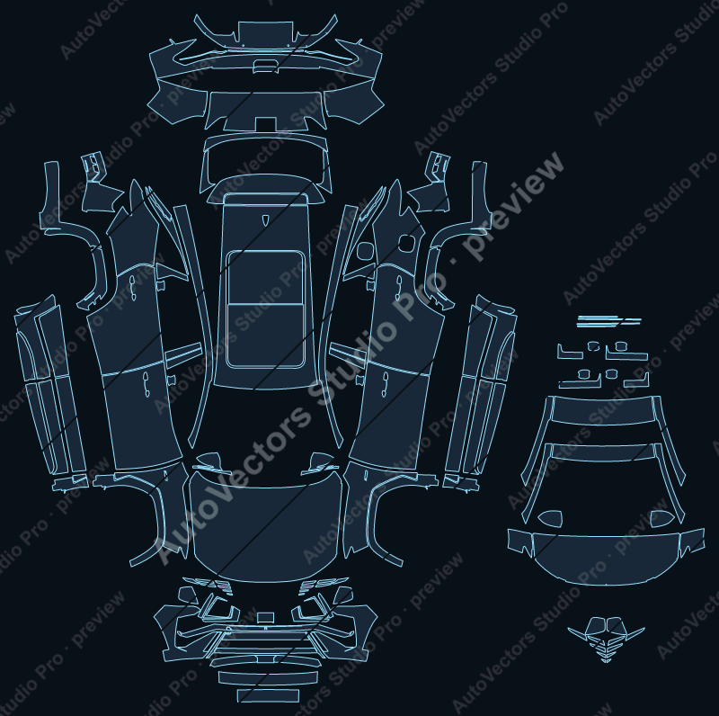 Hyundai Tucson N Line NX4 2025 SUV precut PPF pattern – watermarked preview from the cutting software