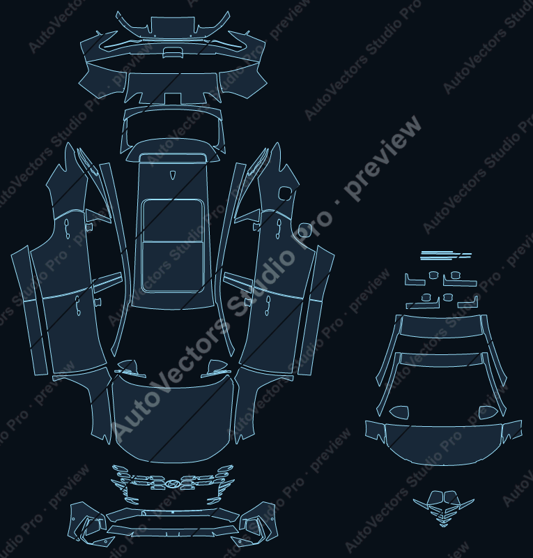 Hyundai Tucson SEL NX4 2025 SUV precut PPF pattern – watermarked preview from the cutting software