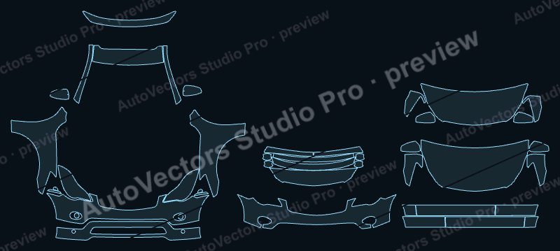 Infiniti EX Base-GT-GT Premium 2008 SUV precut PPF pattern – watermarked preview from the cutting software