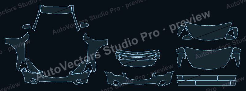 Infiniti EX35 Base 2011 precut PPF pattern – watermarked preview from the cutting software