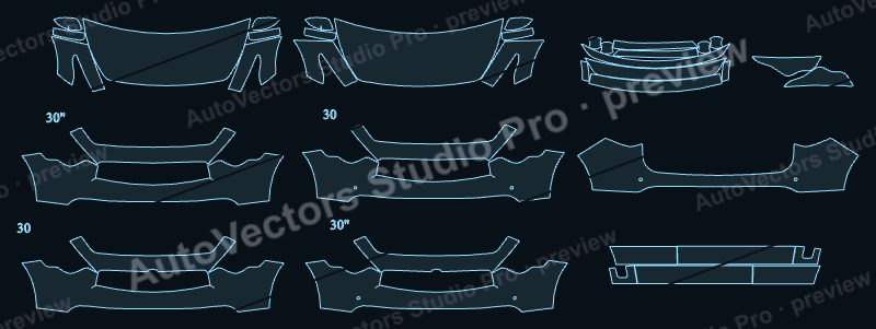 Infiniti FX Fx35-Fx50 2012 precut PPF pattern – watermarked preview from the cutting software