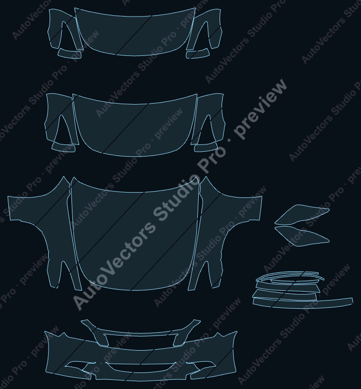 Infiniti G37 Base Sport 2009 2-door precut PPF pattern – watermarked preview from the cutting software