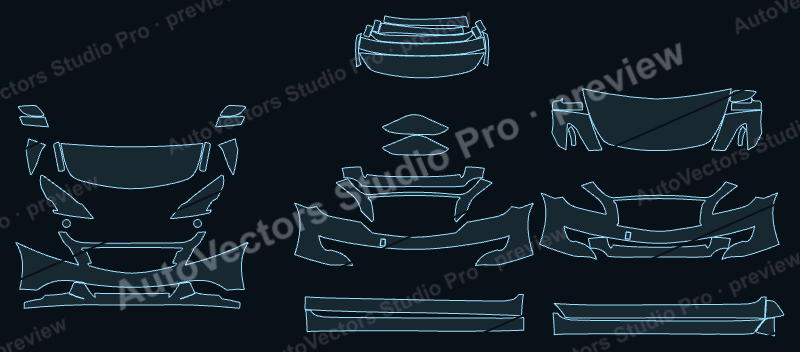 Infiniti M 37 Sport Pkg-56 Sport Pkg 2011 precut PPF pattern – watermarked preview from the cutting software