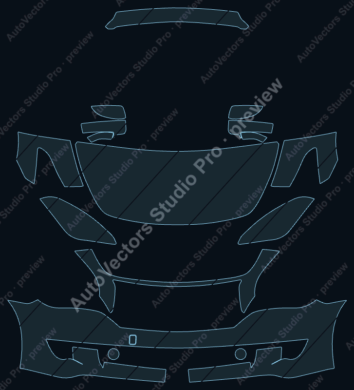 Infiniti M GT-GT Premium-S-S Premium 2011 saloon precut PPF pattern – watermarked preview from the cutting software