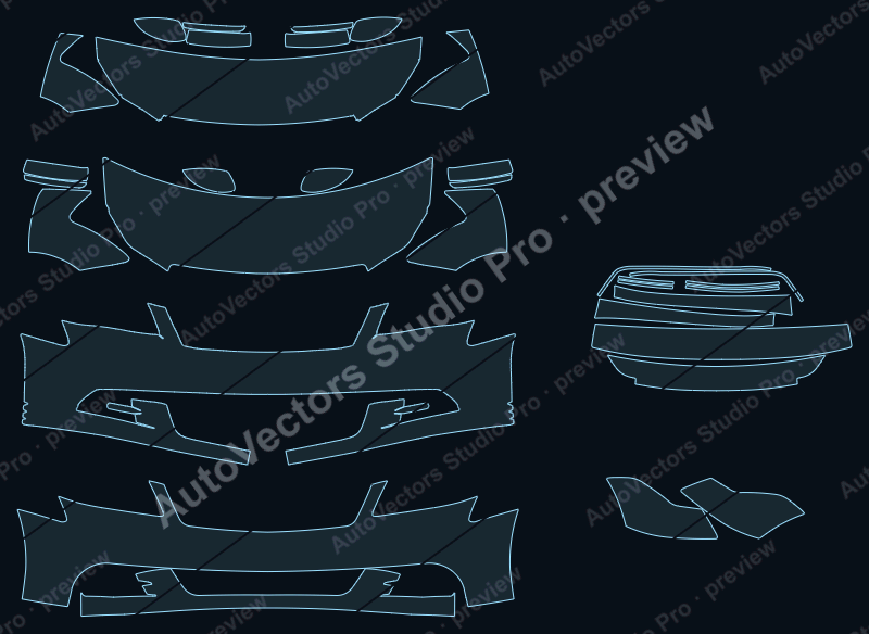 Infiniti M M35 M45 Base X 2008 4-door precut PPF pattern – watermarked preview from the cutting software