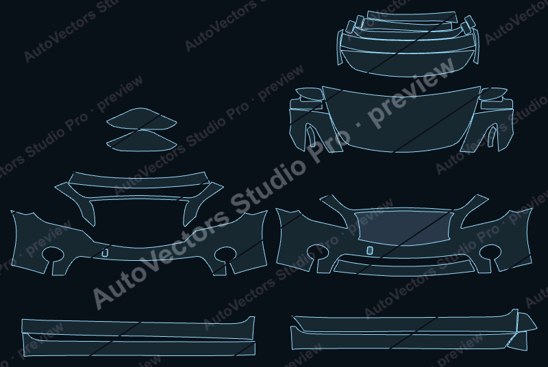 Infiniti M M37 M56 Base X 2011 4-door precut PPF pattern – watermarked preview from the cutting software