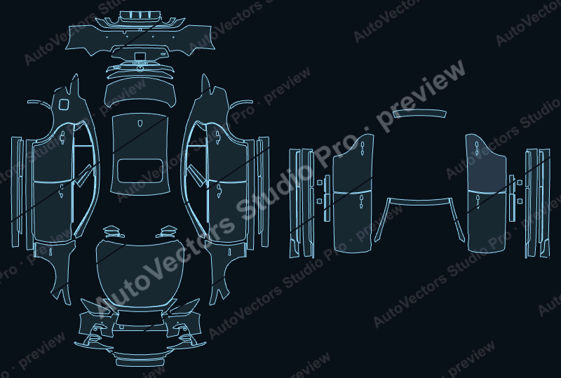 Infiniti Q50 RED Sport 400-Sport 2018 precut PPF pattern – watermarked preview from the cutting software