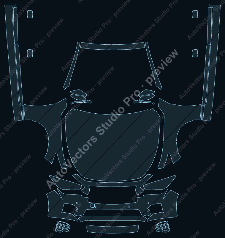 Infiniti Q50S Base 2014 precut PPF pattern – watermarked preview from the cutting software