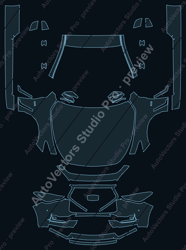 Infiniti Q60 AWD-Base-Premium 2017 precut PPF pattern – watermarked preview from the cutting software