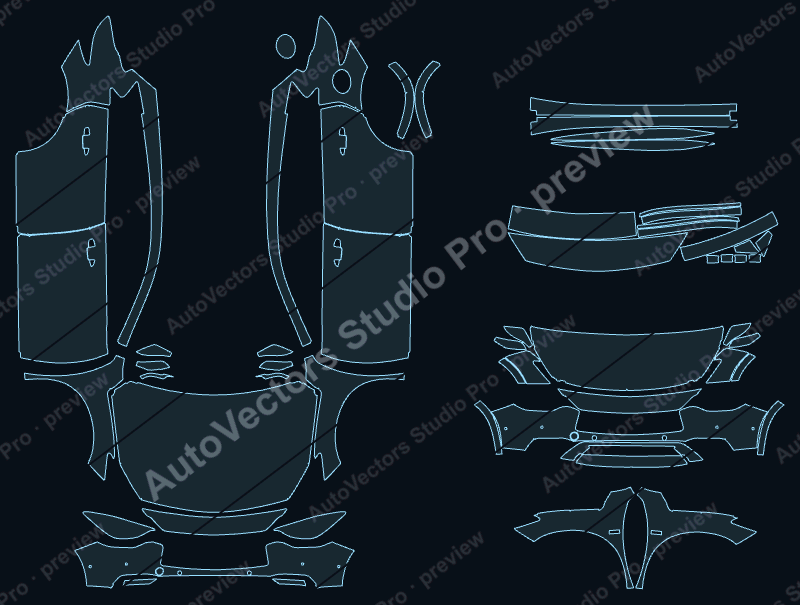 Infiniti QX30 Premium 2016 full kit precut PPF pattern – watermarked preview from the cutting software
