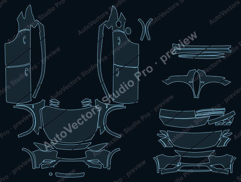 Infiniti QX30 Premium-Luxury 2017 full kit precut PPF pattern – watermarked preview from the cutting software