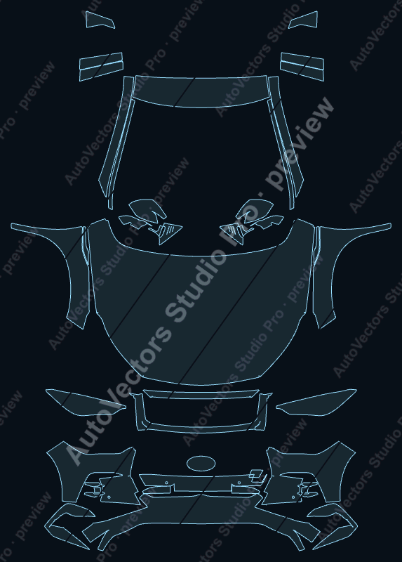 Infiniti QX55 Sensory AWD-Essential AWD-Luxe AWD 2022 precut PPF pattern – watermarked preview from the cutting software