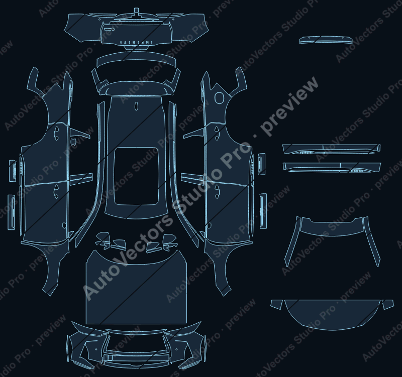 Infiniti QX60 L51 Autograph Facelift 2026 SUV precut PPF pattern – watermarked preview from the cutting software